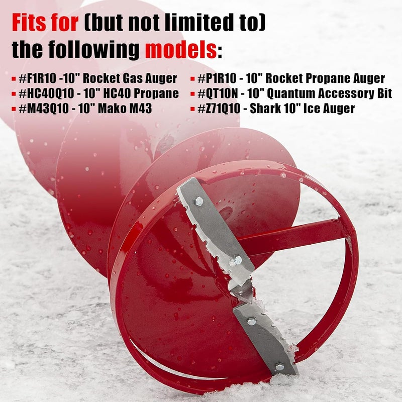 Looptek 28345 Ice Power Auger Blades Replacement Fits for Eskimo 10” Quantum, Rocket Augers, Stainless Steel, Screws Included - Image 3